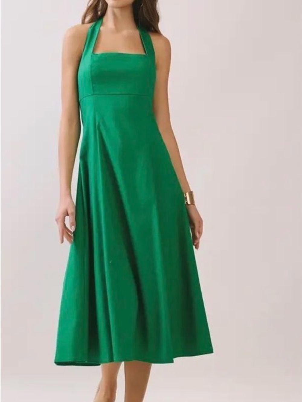 Green Halter Midi Dress